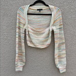 Blue blush Multicolor Knit Cropped Sweater
